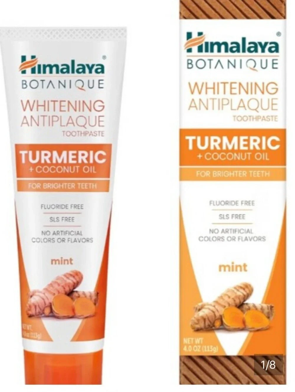 New 2 Boxes Of Turmeric + Coconut‎ Oil Whitening Antiplaque Toothpaste - 4oz